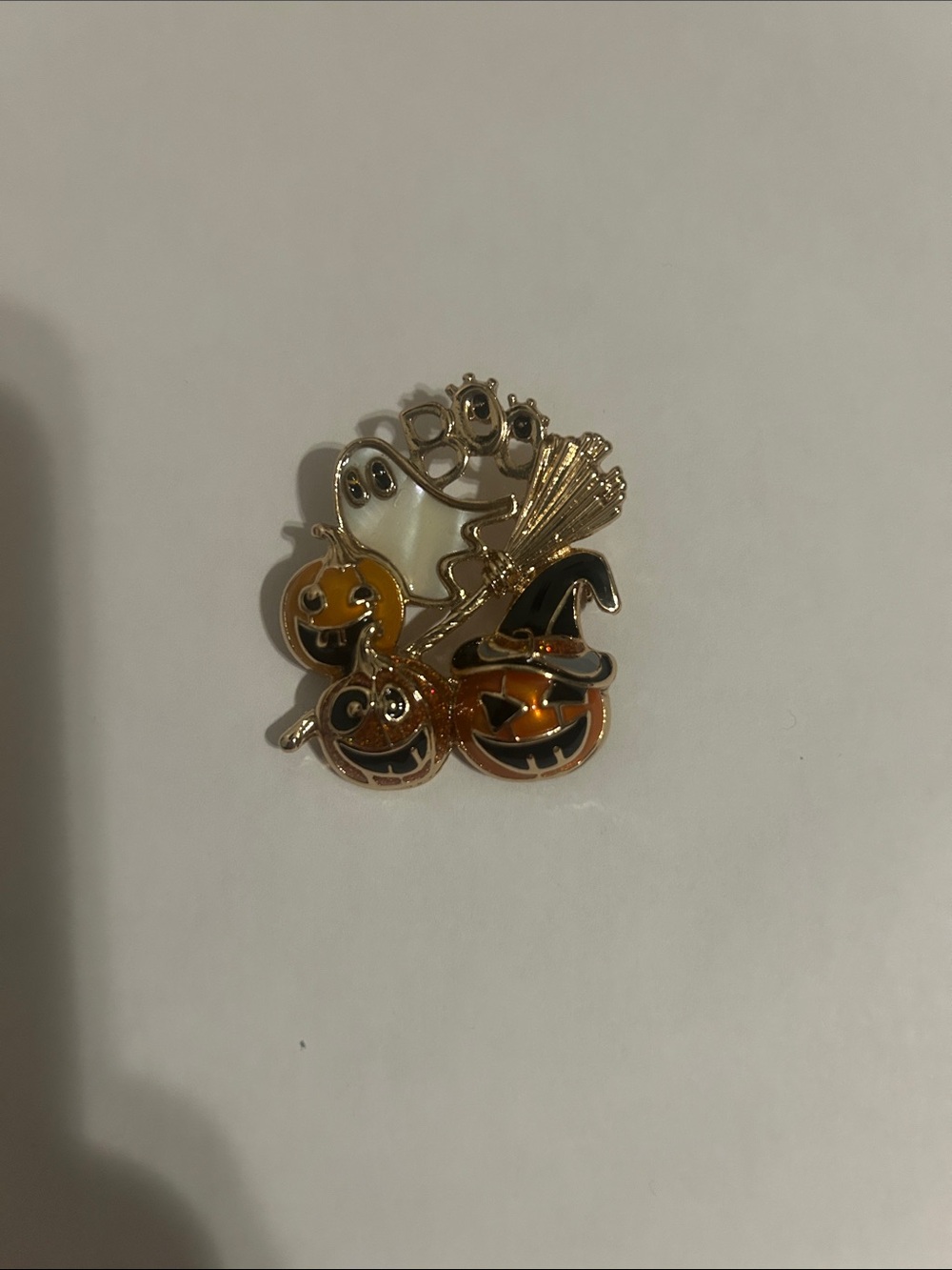 BaubleBar Halloween Enamel Brooch - Orange, White, Black, Gold